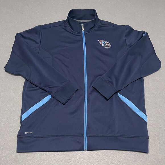 Tennessee Titans Track Jacket Men XL Blue Nike Embroidered Logo WarmUp Full Zip - Picture 1 of 12